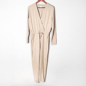 Splendid Knit Jumpsuit Beige Size Medium Neutral Minimalist Loungewear